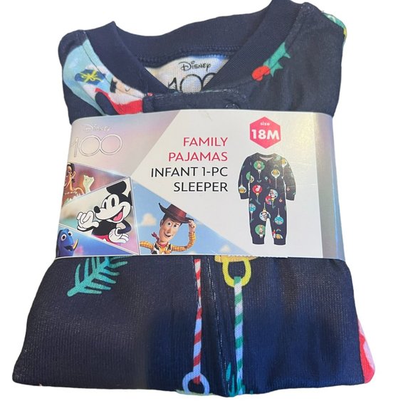 NWT Disney’s 100th Anniversary Infant One-Piece Matching Family Pajamas Size 18M - Picture 3 of 3